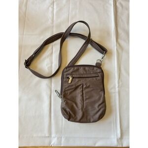 Travelon Signature Slim Day Travel Crossbody Bag Anti-Theft Taupe